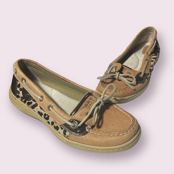 Sperry Angelfish Leopard Cheetah Loafers Boat Shoes - Picture 1 of 5